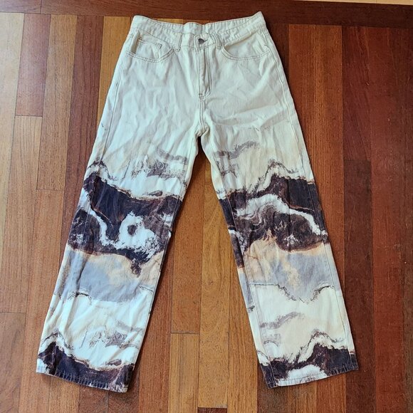 SHEIN Denim - SHEIN Marble Print Wide Leg Jeans Size 6